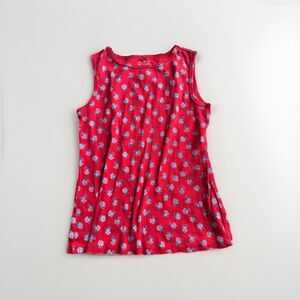 Croft & Barrow PXS Red Floral Shell Tank Cotton Americana Classic Ditsy Fairy